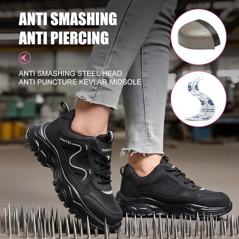 Rojeam Steel Toe Work Shoes for Women Slip Resistant Safety Shoes Puncture Proof Indestructible Sneakers in Kuwait