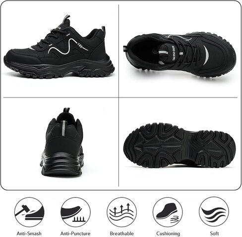 Rojeam Steel Toe Work Shoes for Women Slip Resistant Safety Shoes Puncture Proof Indestructible Sneakers in Kuwait