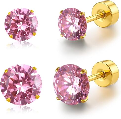 20G G23 Titanium Flat Flat Back Stud أقراط ، Golden Flververy Tragus Labret Gratilage Helix Jewelry من 4-6 مم الزركونيا المكعب للنساء الرجال in Kuwait
