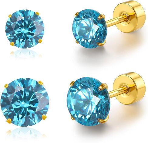 20G G23 Titanium Flat Back Stud Earrings, Golden Silvery Tragus Labret Cartilage Helix Body Piercing Jewelry of 4-6MM Cubic Zirconia for Women Men in Saudi Arabia