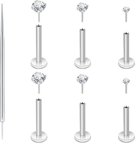 3 أزواج 6 أجهزة كمبيوتر فضية 20G بيرسي أنف الأنف ثبات الأنف مسطحة مسطحة الظهر أسيرة حلقات الأنف الحقيقية للنساء من الرجال المراهقات hypoallergenic monroe الغضار الأولي in Kuwait