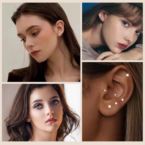 3 أزواج 6 أجهزة كمبيوتر فضية 20G بيرسي أنف الأنف ثبات الأنف مسطحة مسطحة الظهر أسيرة حلقات الأنف الحقيقية للنساء من الرجال المراهقات hypoallergenic monroe الغضار الأولي in Kuwait