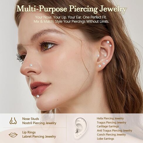 3 أزواج 6 أجهزة كمبيوتر فضية 20G بيرسي أنف الأنف ثبات الأنف مسطحة مسطحة الظهر أسيرة حلقات الأنف الحقيقية للنساء من الرجال المراهقات hypoallergenic monroe الغضار الأولي in Kuwait