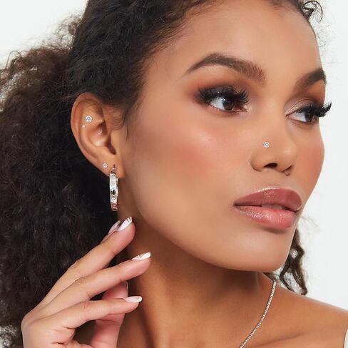 16Pcs Nose Studs Set Surgical Stainless Steel Nose Ring Stud Cubic Zirconia Small Nose Studs CZ L Shape Nose Rings for Women Stud Diamond Top Size 1.5mm 2mm 2.5mm 3mm(Gold Silver) in Saudi Arabia