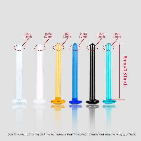 18G 16G الزجاج أنف ترصيع التجنيب حلقة أنف حلقة شفة ملونة دايث روك الأقراط in Kuwait