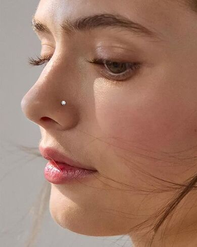 Jewseen 2PCS 20G/18G/16G G23 Titanium Flat Back Nose Stud Earrings Internally Thread Medusa Laret Lip Stud Tiny CZ Small Helix Cartilage Tragus Conch Piercing Jewelry for Women Men in Saudi Arabia