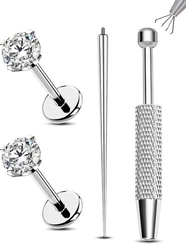 Jewseen 2pcs 20g/18g/16g G23 Titanium Flat Flat Nose Stud أقراط داخليًا ميدوسا لاري الشفاه in Kuwait