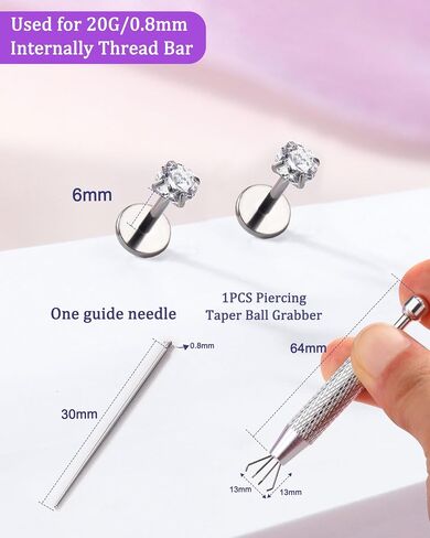 Jewseen 2pcs 20g/18g/16g G23 Titanium Flat Flat Nose Stud أقراط داخليًا ميدوسا لاري الشفاه in Kuwait
