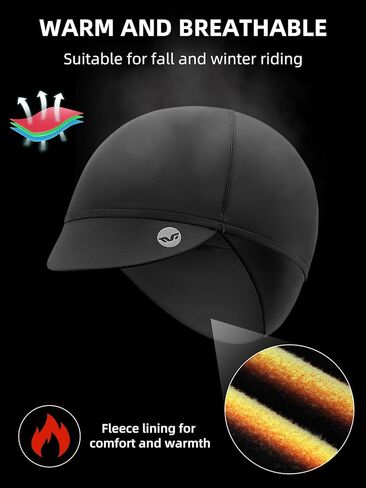 ROCKBROS Winter Cycling Caps for Women Windproof Cycling Hat Running Hat with Sun Visor Under Helmet Liner Black in Saudi Arabia
