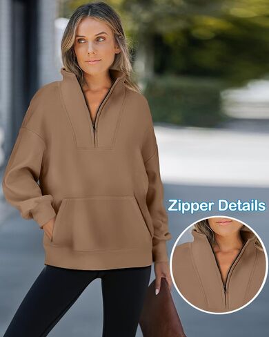 CHICME Women's Oversized Sweatshirts 2025 Side Zipper Long Sleeve Pullover Tops Casual Mock Neck Drop Shoulder Fall Shirts in Saudi Arabia