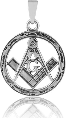 Masonic Pendant Sterling Silver 925 Round Freemasonic G Symbol, Compass, Square, Unisex Jewelry in Saudi Arabia