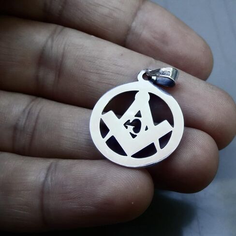 Masonic Pendant Sterling Silver 925 Round Freemasonic G Symbol, Compass, Square, Unisex Jewelry in Saudi Arabia