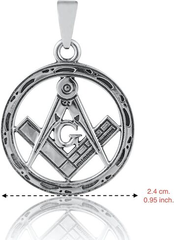 Masonic Pendant Sterling Silver 925 Round Freemasonic G Symbol, Compass, Square, Unisex Jewelry in Saudi Arabia