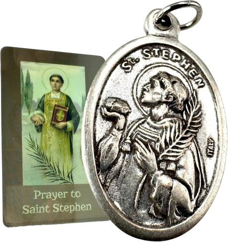Westmon Works St Stephen Set Italian Metal Pendant Laminated Holy Prayer Card Pack in Saudi Arabia