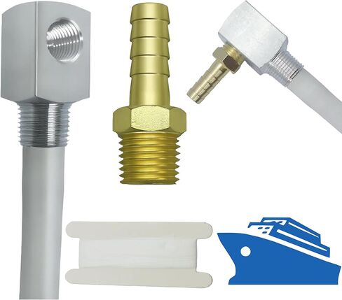 Universal 12 "أنبوب التقاط الوقود البحري مع مصفاة ومحول بارب - 3/8" مؤشر ترابط NPT - استبدال 7-0948 - المعدل نايلون - يتضمن شريط PTFE in Kuwait