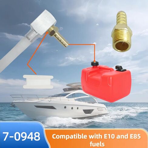 Universal 12 "أنبوب التقاط الوقود البحري مع مصفاة ومحول بارب - 3/8" مؤشر ترابط NPT - استبدال 7-0948 - المعدل نايلون - يتضمن شريط PTFE in Kuwait