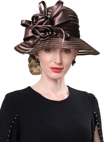 Women's Wedding Bridal Derby Fascinators-Floral Cloche,Bowler&Wide Brim Kentucky Hats for Church,Party&Horse Races in Saudi Arabia