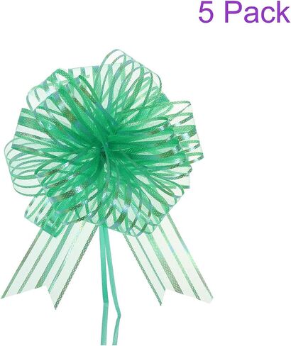 DMiotech 5pcs 6 Inch Big Gift Wrapping Bows Birthday Organza Pull Bow Ribbon Chiffon Yarn for Presents Box Bouquet Florist Blue in Saudi Arabia