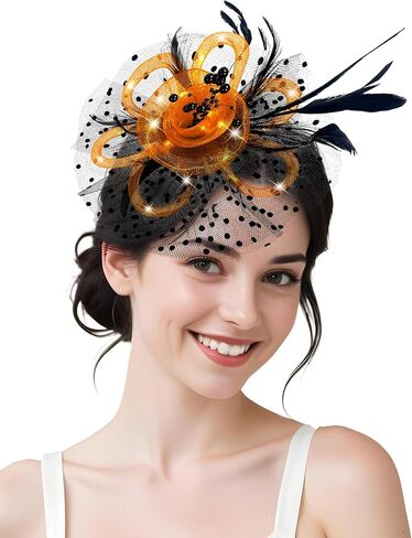 Women Fascinator Hats LED Light Up Headband for Tea Party Halloween Night Headwear Christmas Mardi Gras in Saudi Arabia