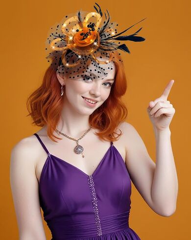 Women Fascinator Hats LED Light Up Headband for Tea Party Halloween Night Headwear Christmas Mardi Gras in Saudi Arabia