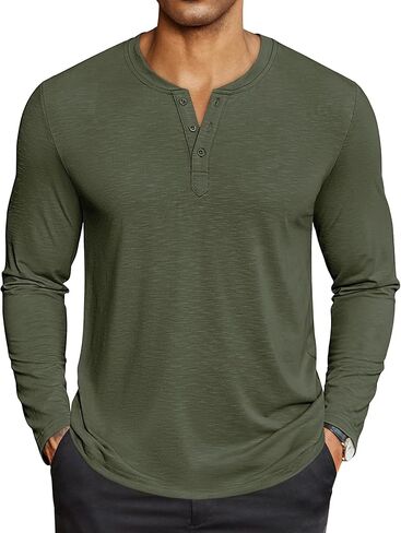 COOFANDY Men's Henley Shirts Long Sleeve Lightweight Button T-Shirt Casual Basic Tee Top in Saudi Arabia