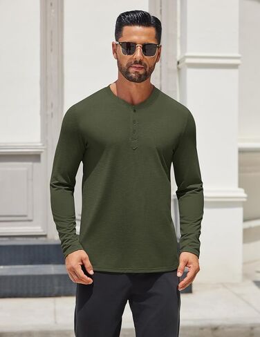 COOFANDY Men's Henley Shirts Long Sleeve Lightweight Button T-Shirt Casual Basic Tee Top in Saudi Arabia