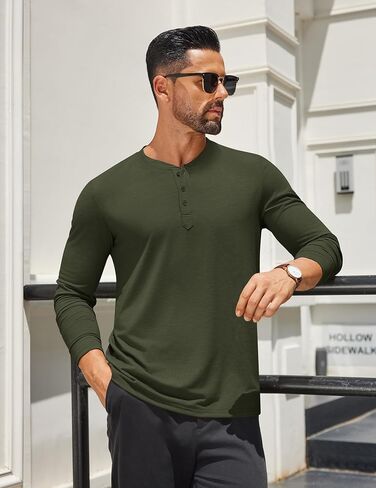 COOFANDY Men's Henley Shirts Long Sleeve Lightweight Button T-Shirt Casual Basic Tee Top in Saudi Arabia