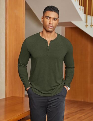 COOFANDY Men's Henley Shirts Long Sleeve Lightweight Button T-Shirt Casual Basic Tee Top in Saudi Arabia