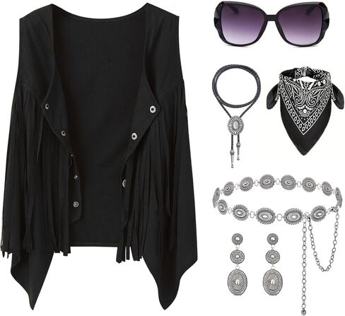Western Cowgirl Outfits for Women, Cowboy Rodeo Country Outfits Vest Tops Jewelry Accessories Set in Saudi Arabia