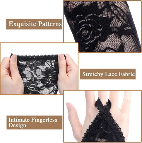 Fingerless Lace Gloves For Women Elbow Length Elegant Floral Long Lace Gloves For Opera 20s Wedding Tea Party Cosplay in Saudi Arabia