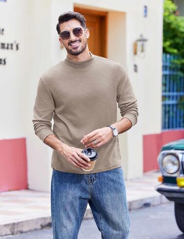 Coofandy Men's Slim Fit Mourtleneck T Shirt عرضة أساسية طويلة الأكمام السترة السترة in Saudi Arabia