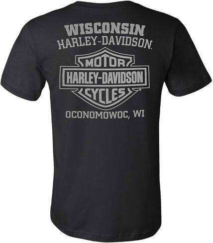 Harley-Davidson Men's Fastened Cotton Short Sleeve Crew-Neck Tee, Black in Saudi Arabia