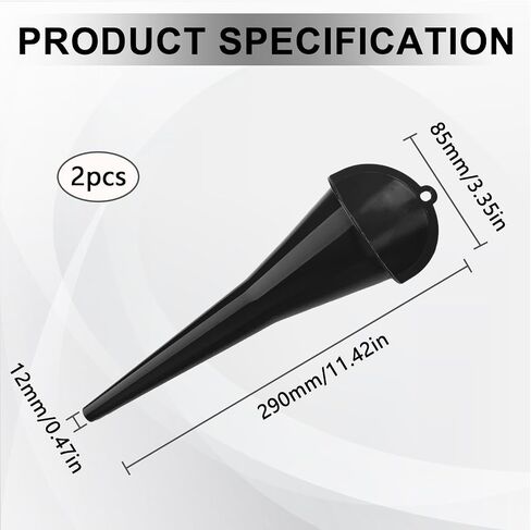 Long-Neck Oil Funnel for Automotive – Multi-Function Plastic Funnel for Oil, Gas & Lubricants – Universal Car Accessory (Black (2-Pack)) in Kuwait