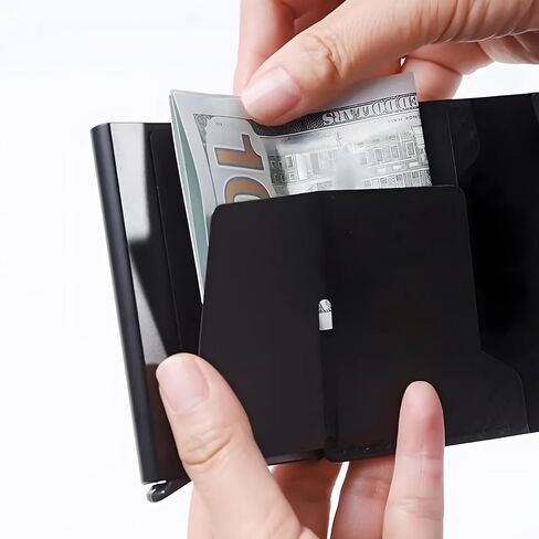 محفظة للرجال ، محفظة ذكية للرجال ، حامل بطاقة الائتمان البسيطة ، حاجز RFID ، صندوق بطاقات الأعمال المنبثقة ، ألياف الكربون بثلاثة أضعاف ، سعة بطاقة صغيرة وحيوية ، 9-14 ، مع فتحة نقدية (أسود) in Saudi Arabia