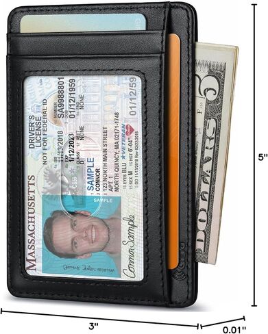 Unisex Slim RFID Blocking Wallet Genuine Leather Front Pocket Minimalist Design with Gift Box Chocolate Brown (Bassa Black) in Saudi Arabia
