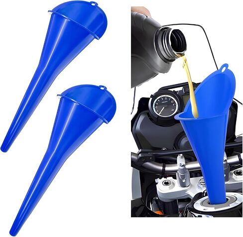Long-Neck Oil Funnel for Automotive – Multi-Function Plastic Funnel for Oil, Gas & Lubricants – Universal Car Accessory (Black (2-Pack)) in Kuwait
