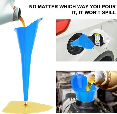 Long-Neck Oil Funnel for Automotive – Multi-Function Plastic Funnel for Oil, Gas & Lubricants – Universal Car Accessory (Black (2-Pack)) in Kuwait