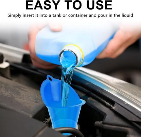 Long-Neck Oil Funnel for Automotive – Multi-Function Plastic Funnel for Oil, Gas & Lubricants – Universal Car Accessory (Black (2-Pack)) in Kuwait