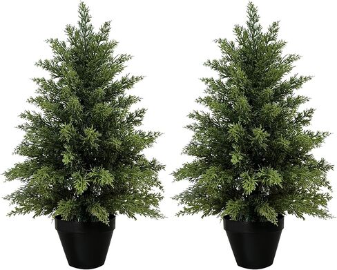 3 قدم أشجار الأرز الاصطناعية للمزارعين في الهواء الطلق مجموعة من شجرتين توبيريتين مصطنعة في الهواء الطلق واقعية واقعيا شجرة الأرز لصالح ديكور المدخل الشرفة الأمامية الأمامية in Kuwait