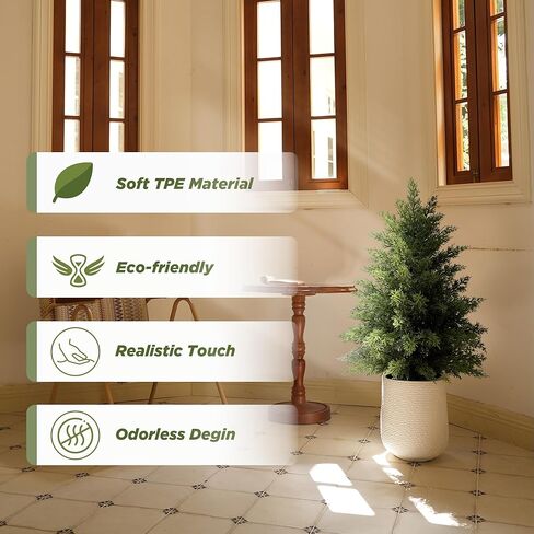 3 قدم أشجار الأرز الاصطناعية للمزارعين في الهواء الطلق مجموعة من شجرتين توبيريتين مصطنعة في الهواء الطلق واقعية واقعيا شجرة الأرز لصالح ديكور المدخل الشرفة الأمامية الأمامية in Kuwait