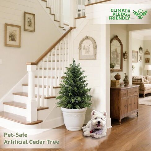 3 قدم أشجار الأرز الاصطناعية للمزارعين في الهواء الطلق مجموعة من شجرتين توبيريتين مصطنعة في الهواء الطلق واقعية واقعيا شجرة الأرز لصالح ديكور المدخل الشرفة الأمامية الأمامية in Kuwait