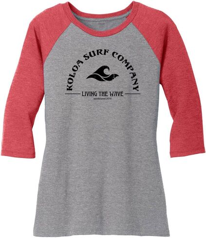 Koloa Surf Ladies Living The Wave 3/4 Sleeve Raglan Tee Size XS-4XL in Saudi Arabia