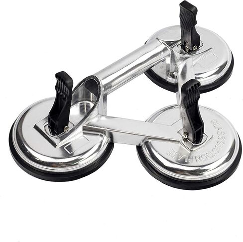 Triple Glass Suction Cups Heavy Duty Aluminum Vacuum Plate Handle Glass Holder Hooks to Lift Large Glass, Tile Suction Cup Lifter, Triple Suction Cups for Moving Glass, Window, Granite in Kuwait