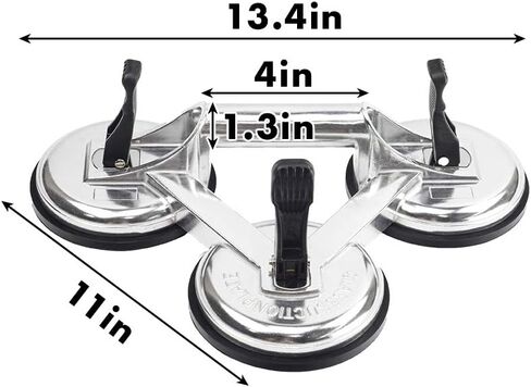 Triple Glass Suction Cups Heavy Duty Aluminum Vacuum Plate Handle Glass Holder Hooks to Lift Large Glass, Tile Suction Cup Lifter, Triple Suction Cups for Moving Glass, Window, Granite in Kuwait
