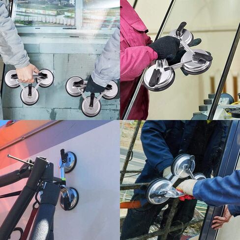 Triple Glass Suction Cups Heavy Duty Aluminum Vacuum Plate Handle Glass Holder Hooks to Lift Large Glass, Tile Suction Cup Lifter, Triple Suction Cups for Moving Glass, Window, Granite in Kuwait
