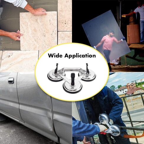 Triple Glass Suction Cups Heavy Duty Aluminum Vacuum Plate Handle Glass Holder Hooks to Lift Large Glass, Tile Suction Cup Lifter, Triple Suction Cups for Moving Glass, Window, Granite in Kuwait