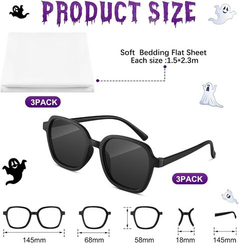 Ramede 6 Pcs White Sheet Ghost Costume Halloween Ghost Boo Costume Black Sunglasses for Adults Halloween Cosplay in Saudi Arabia