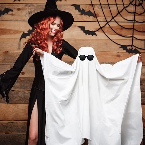 Ramede 6 Pcs White Sheet Ghost Costume Halloween Ghost Boo Costume Black Sunglasses for Adults Halloween Cosplay in Saudi Arabia