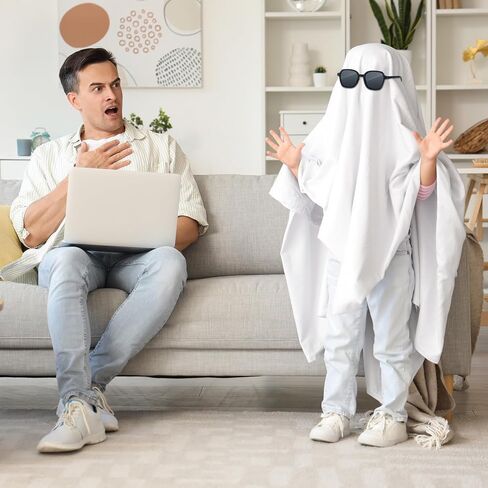 Ramede 6 Pcs White Sheet Ghost Costume Halloween Ghost Boo Costume Black Sunglasses for Adults Halloween Cosplay in Saudi Arabia