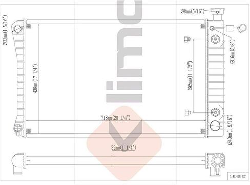 المبرد | متوافق مع نماذج 88-99 CHEVROLET/GMC C/K/R/V: C1500 ، C2500 ، K1500 ، K2500 ، C3500 ، K3500 ، R2500 ، R3500 ، V3500 | 28 1/4 "x 17 1/4" x 1 1/4 "Core ، w/toc ، w/o EOC in Saudi Arabia